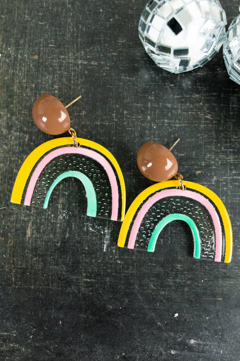 PINK RAINBOW ACRYLIC DROP EARRINGS - Anchor Fusion Boutique