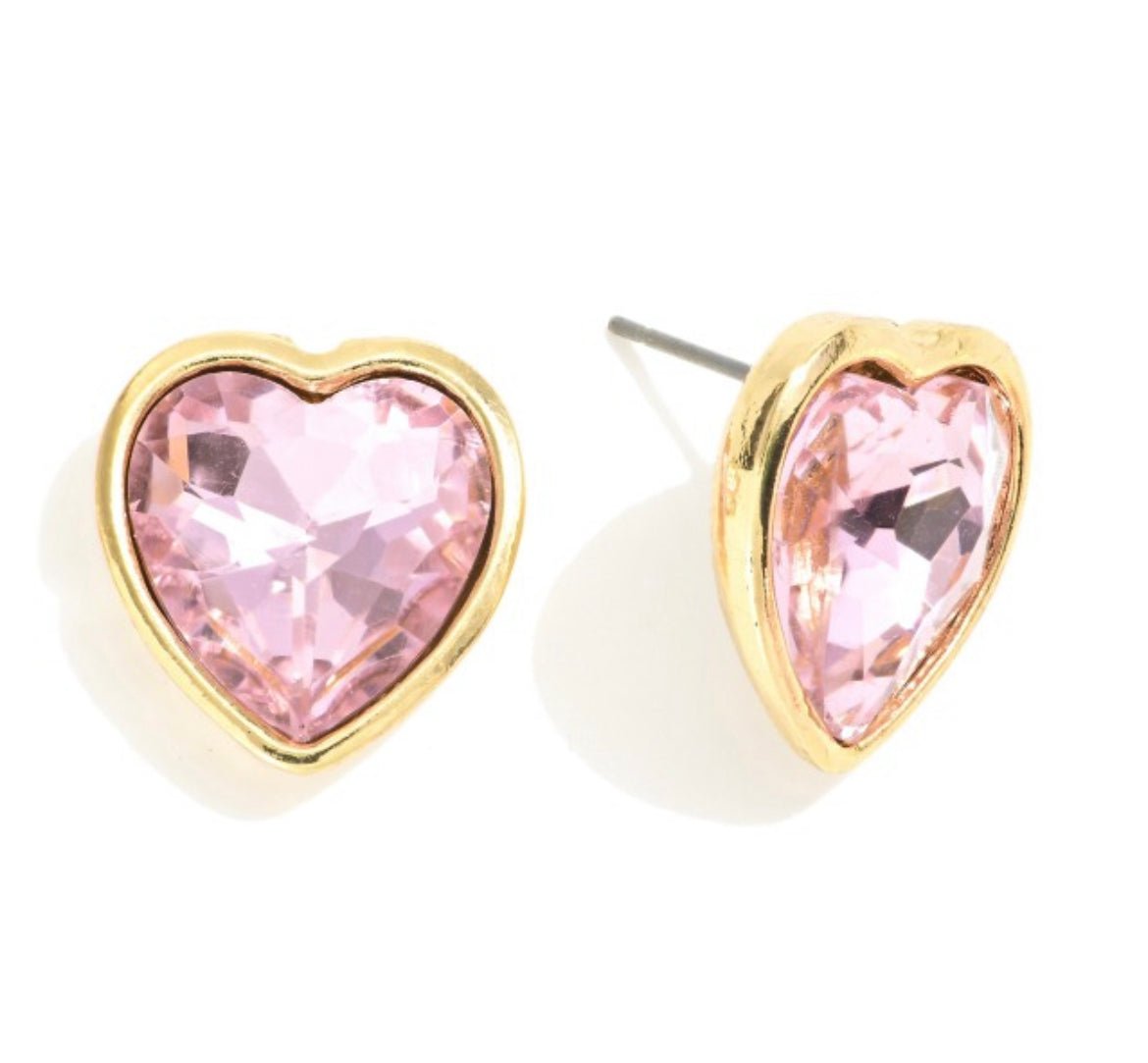 Rhinestone Heart Stud - Anchor Fusion Boutique