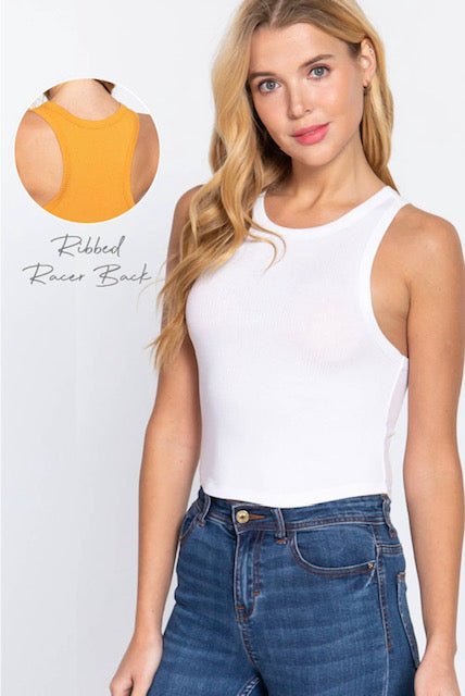 Ribbed Racer Back Tank White – Anchor Fusion Boutique