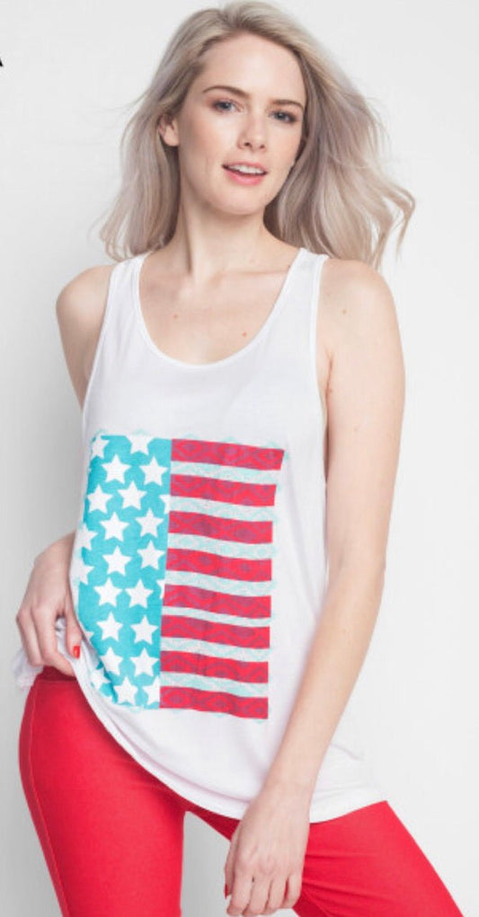 Robin's American Flag Racer Back Tank - Anchor Fusion Boutique