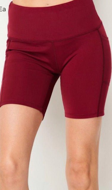 "Simple Routine" Burgundy Biker Shorts