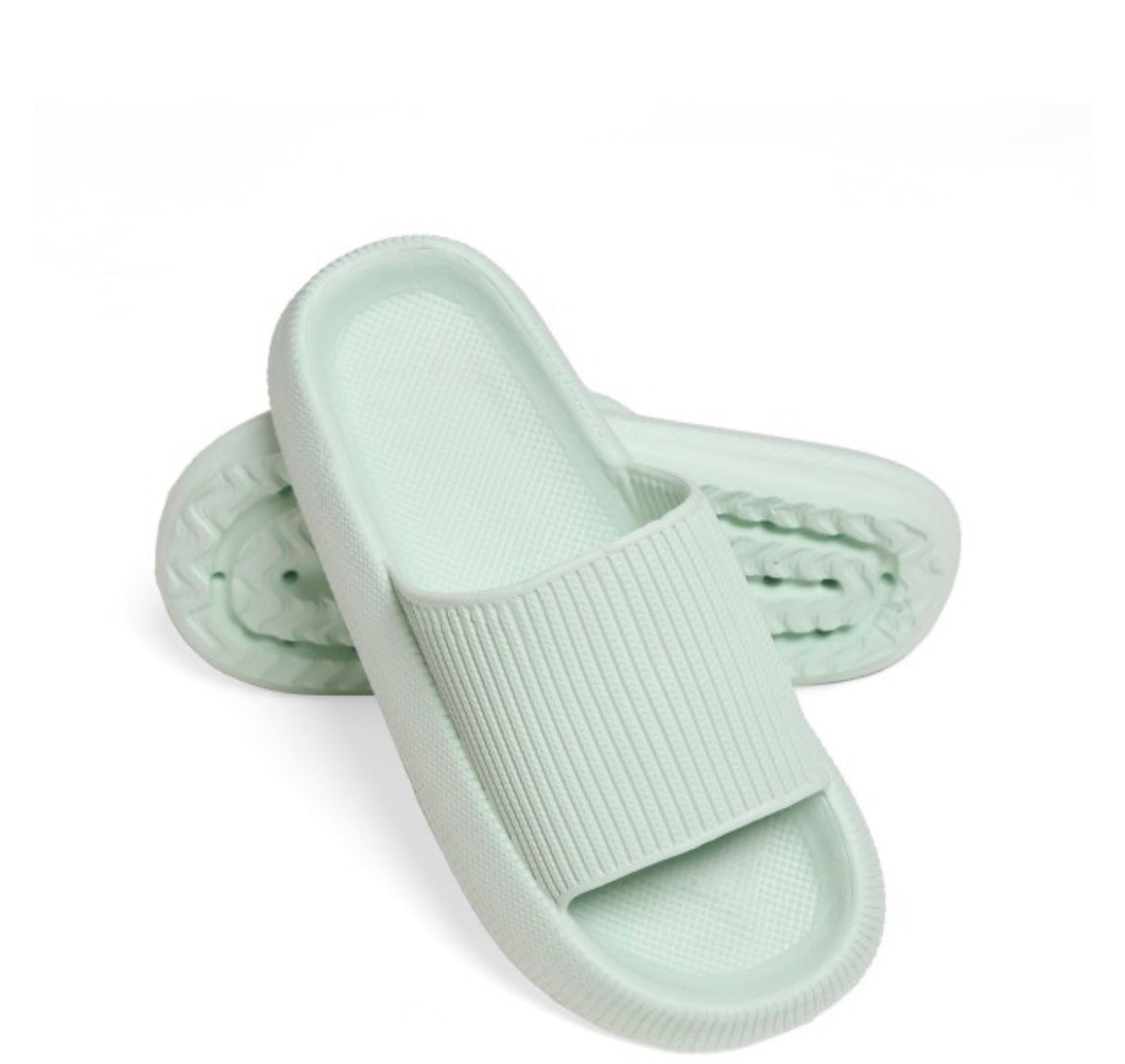 Sliding into Comfort Slides-Mint Vertical Lines - Anchor Fusion Boutique