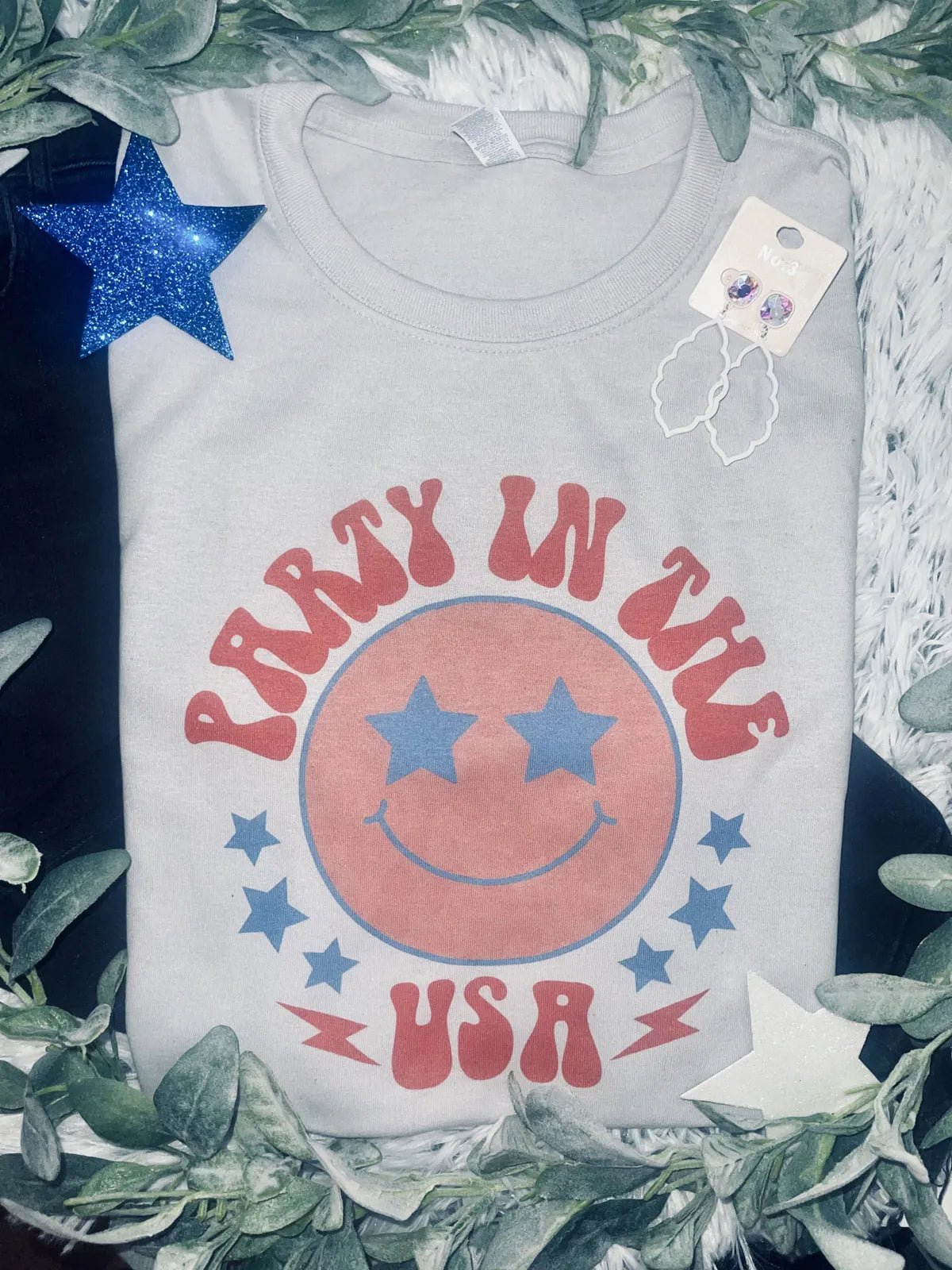 Smiley Party in the USA GRAPHIC TEE - Anchor Fusion Boutique