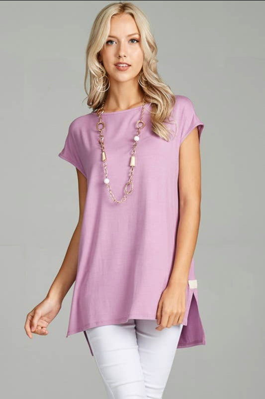 Solid Jersey Tunic Top-Lily Lavender - Anchor Fusion Boutique