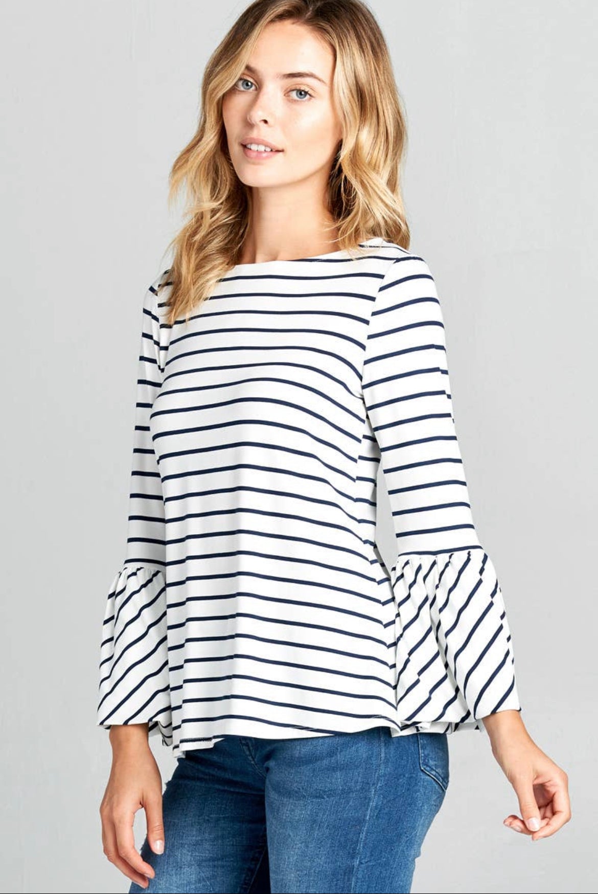 Striped Tunic with Bell Sleeves - Anchor Fusion Boutique