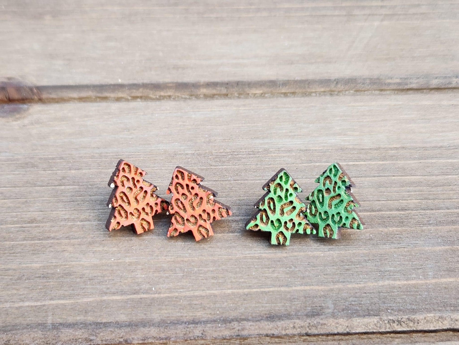 Stud Leopard Christmas Tree Earrings - Anchor Fusion Boutique