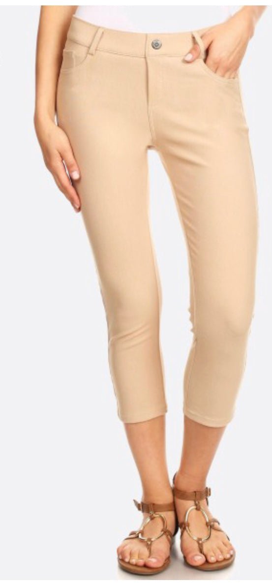 "The Melissa" Classic Camel Skinny Capri Jeggings - Anchor Fusion Boutique