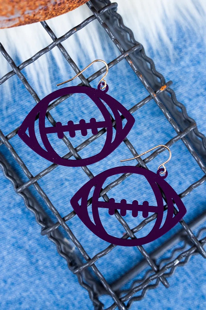 TOUCHDOWN PURPLE FOOTBALL EARRINGS - Anchor Fusion Boutique