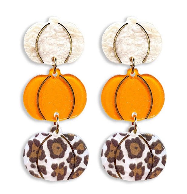 Trio pumpkin drop earrings