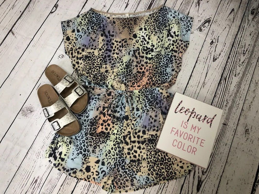 Vanilla Bay Multi Colored Leopard Romper w/Pockets - Anchor Fusion Boutique