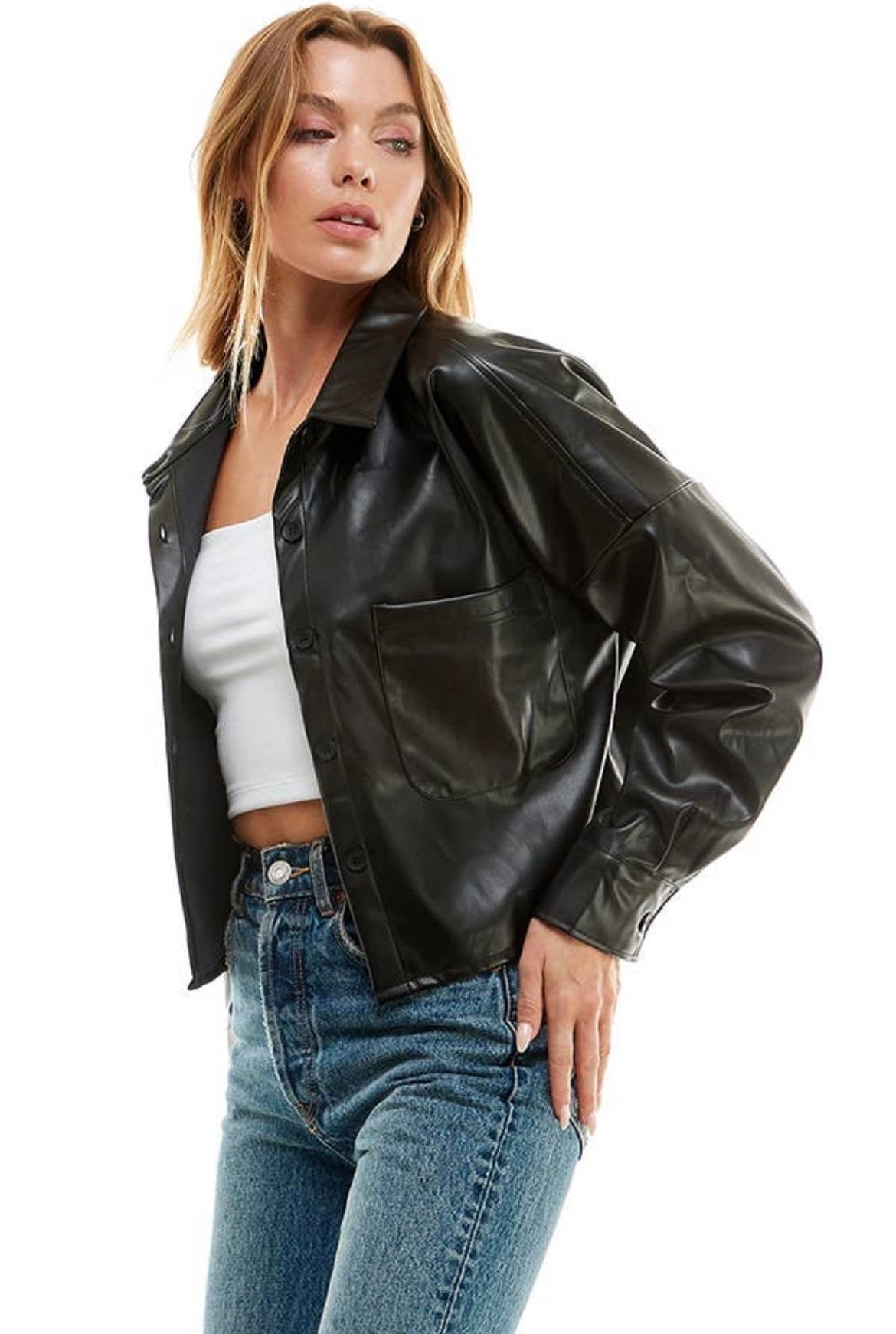 Vegan Leather Cropped Top - Anchor Fusion Boutique