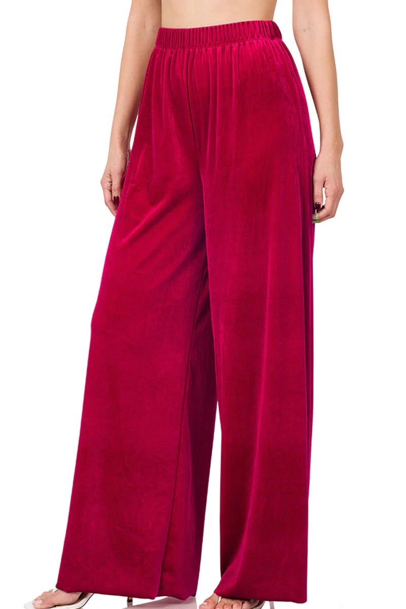 Velvet Wide Leg Pants (2 colors) - Anchor Fusion Boutique