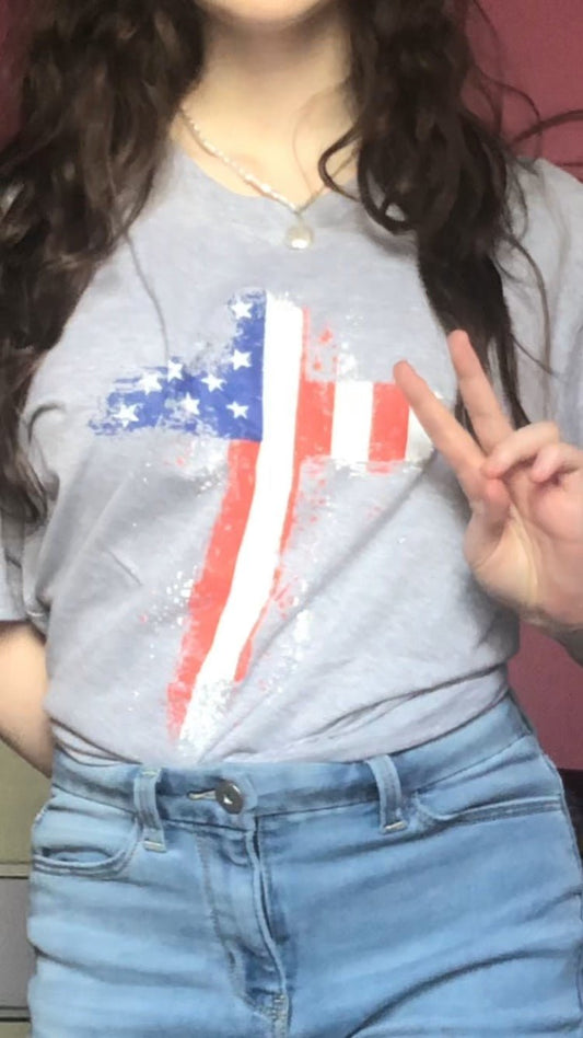 "Vintage American Cross" Tee