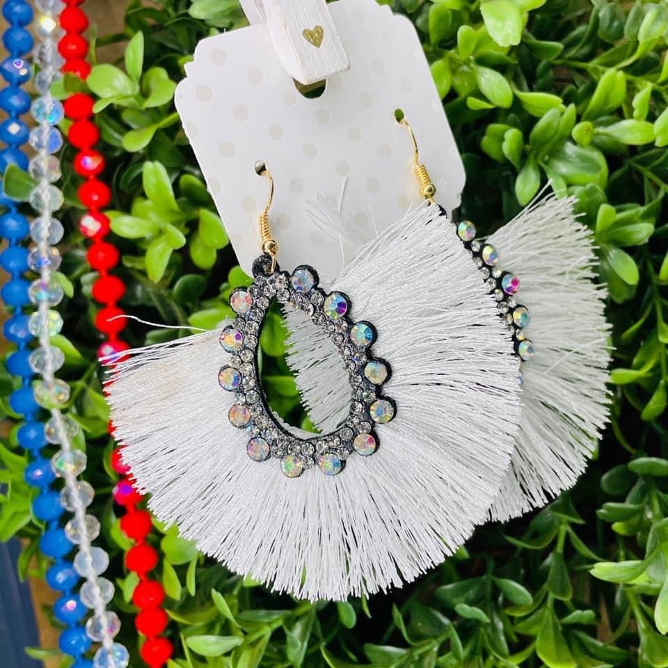 White Tassel Earrings - Anchor Fusion Boutique