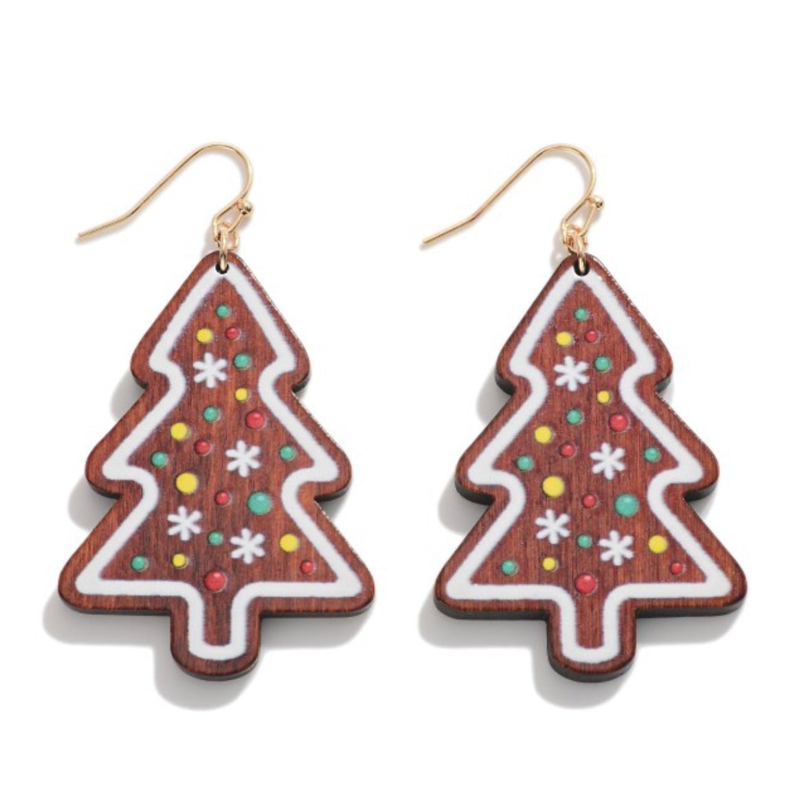 Wooden Christmas Tree Earrings