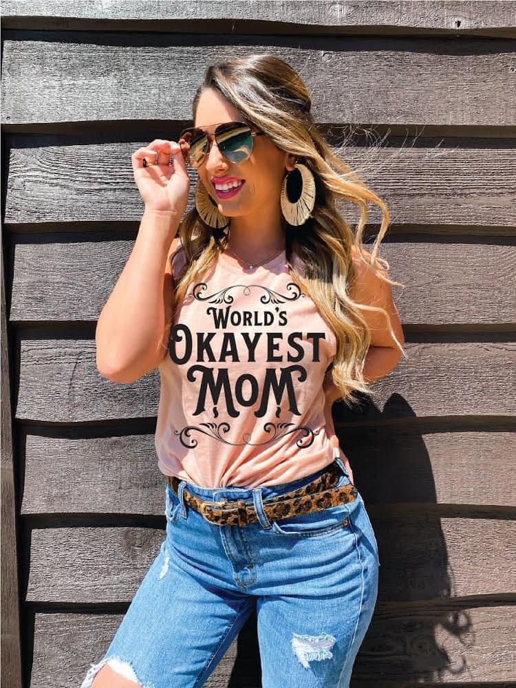 World's Okayest Mom Tee - Anchor Fusion Boutique