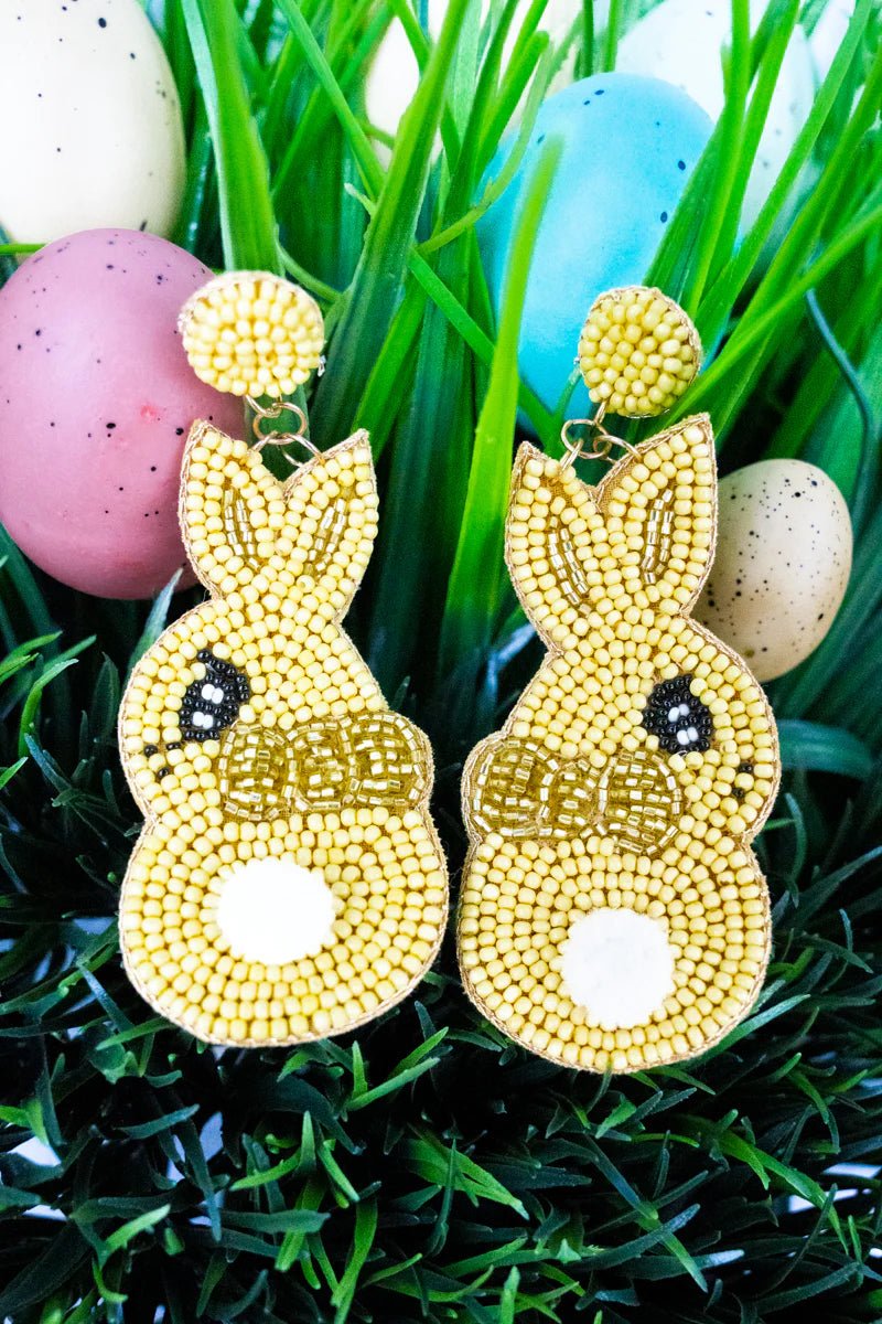 YELLOW EASTER BUNNY SEED BEAD EARRINGS - Anchor Fusion Boutique